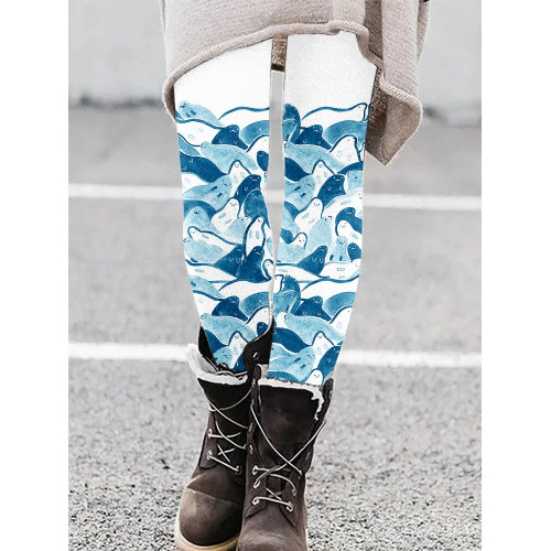 Seal Waves Art Print Casual Leggings