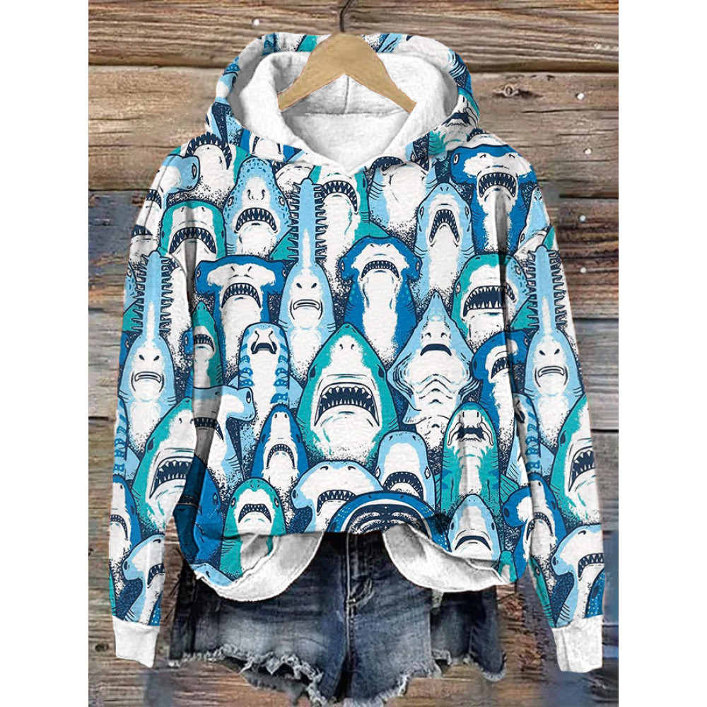 Sharks Art Print Casual Cozy Hoodie