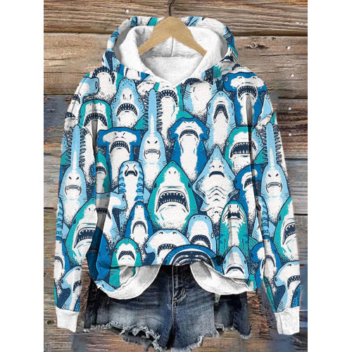 Sharks Art Print Casual Cozy Hoodie