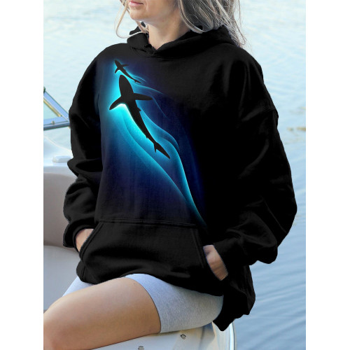 Sharks In The Deep Ocean Graphic Cozy Hoodie