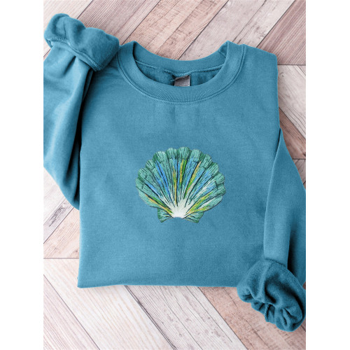 Shellfish Embroidery Art Comfy Sweatshirt