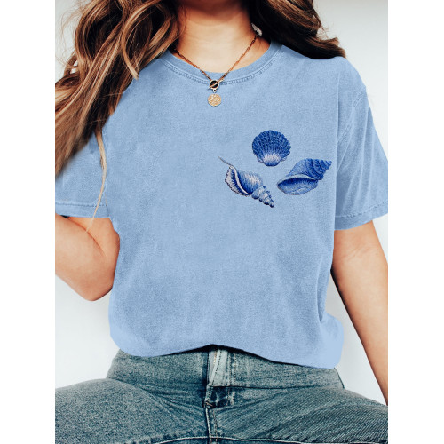 Shellfish Embroidery Art Vintage Comfy T Shirt