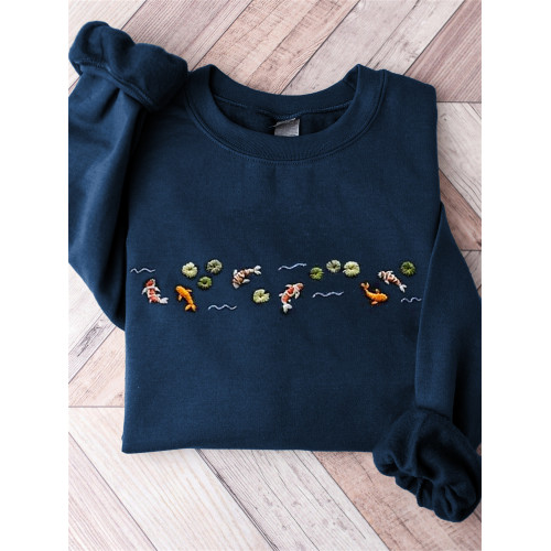 Simple Carp Embroidery Art Comfy Sweatshirt
