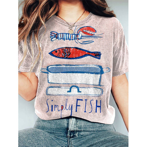 Simply Fish Casual Linen Blend T-Shirt