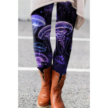Skinny Casual Jellyfish Print Leggings