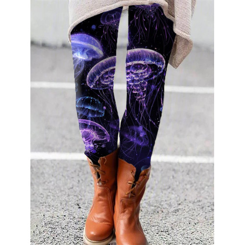 Skinny Casual Jellyfish Print Leggings