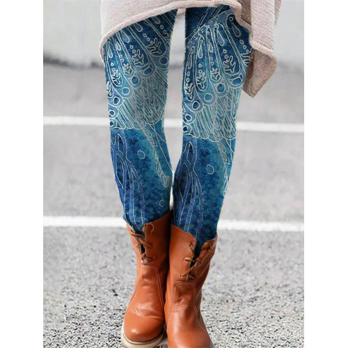 Skinny Jellyfish Print Casual Leggings
