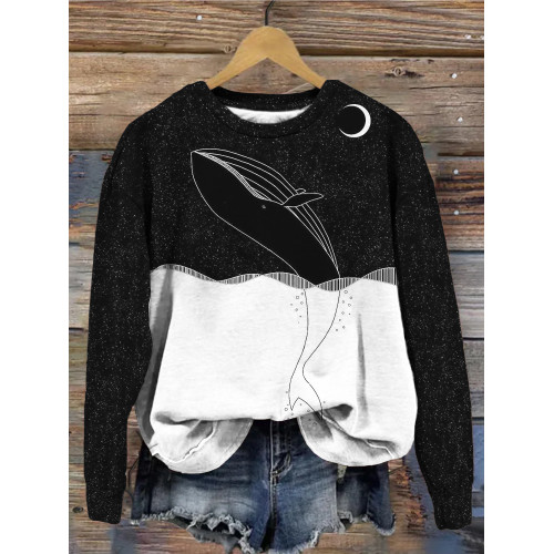 Space Whale Art Crew Neck Comfy Sweatshirt