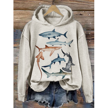 Species of Sharks Watercolor Comfy Hoodie
