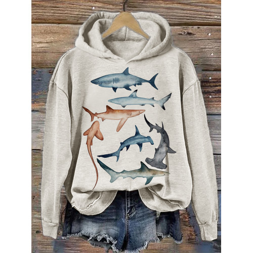 Species of Sharks Watercolor Comfy Hoodie