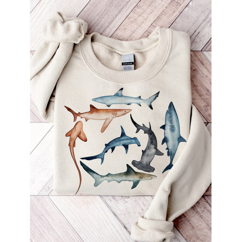 Species of Sharks Watercolor Comfy Sweatshirt