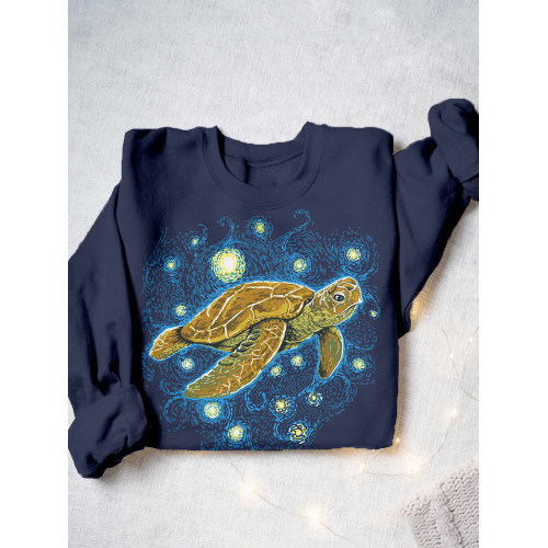 Starry Night Inspired Turtle Art Comfy Sweatshirt