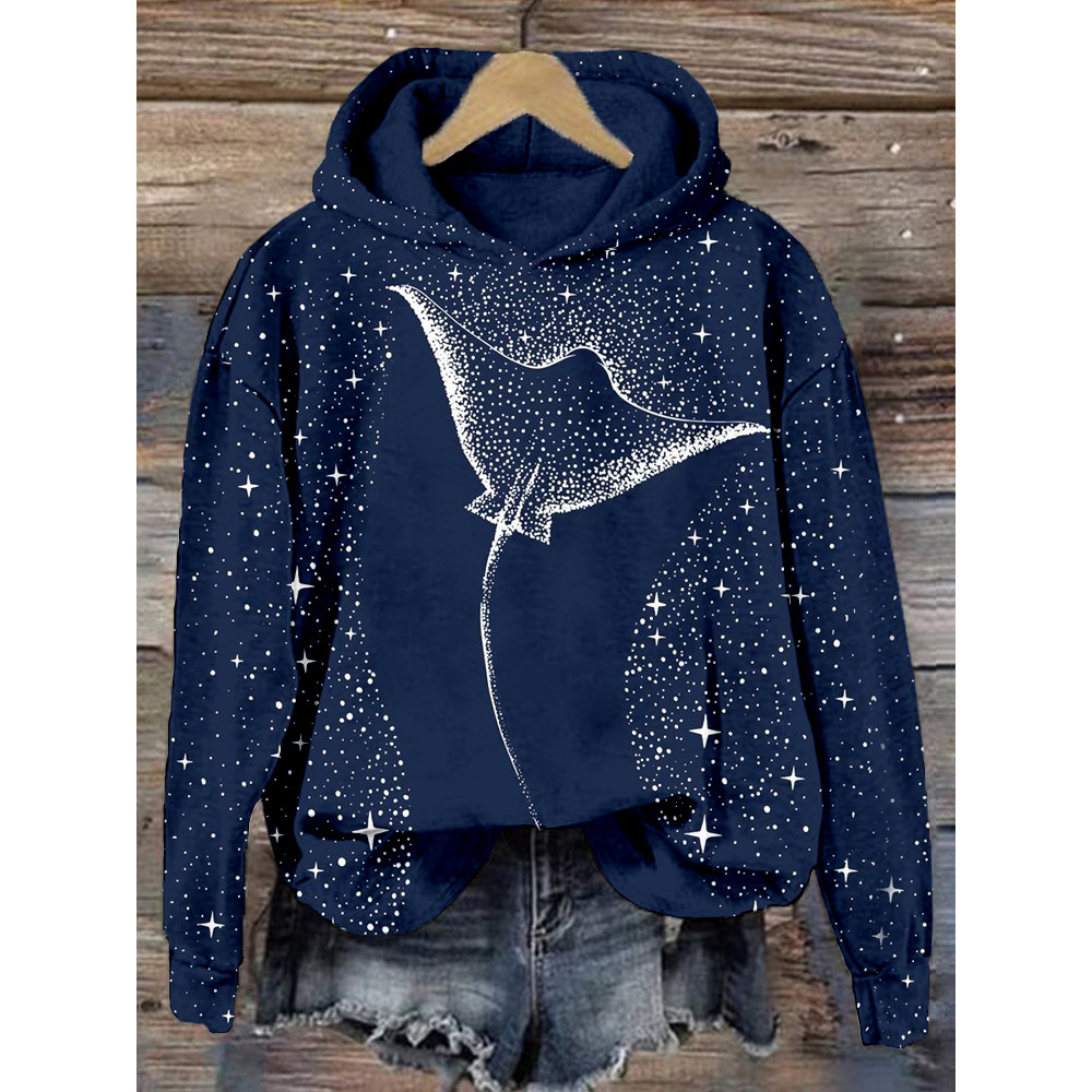 Starry Spotted Eagle Rays Graphic Comfy Hoodie