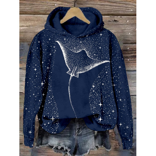 Starry Spotted Eagle Rays Graphic Comfy Hoodie