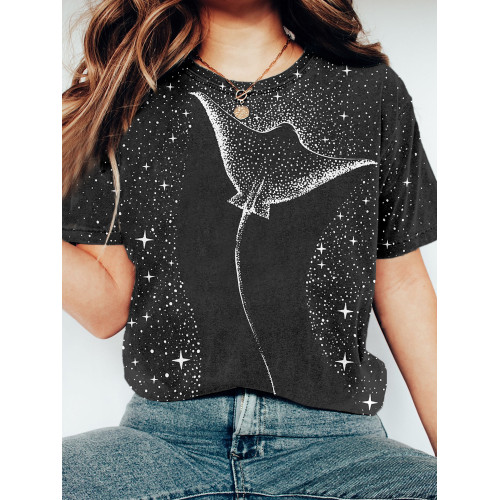 Starry Spotted Eagle Rays Graphic Vintage T Shirt