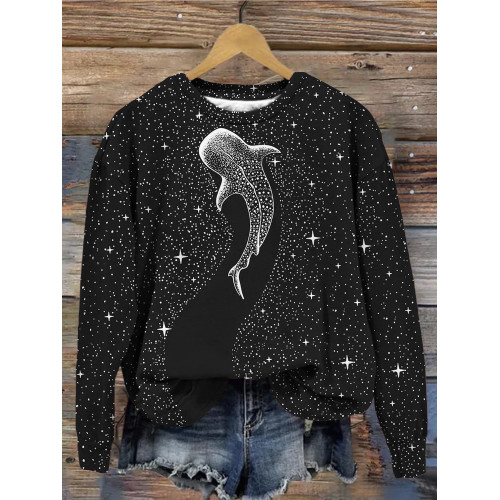 Starry Whale Art Crew Neck Comfy Sweatshirt
