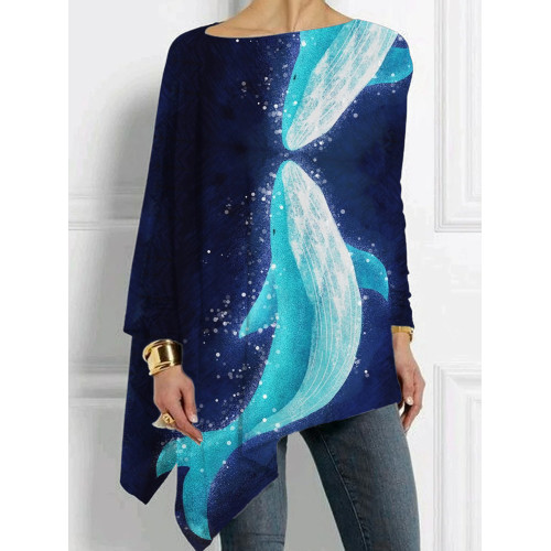 Starry Whale Art Print Bat Sleeve T Shirt