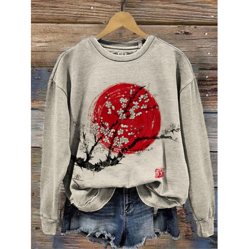 Sunrise Plum Blossom Japanese Art Comfy Sweatshirt