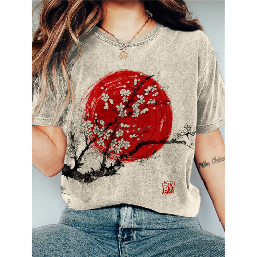 Sunrise Plum Blossom Japanese Art Vintage T Shirt