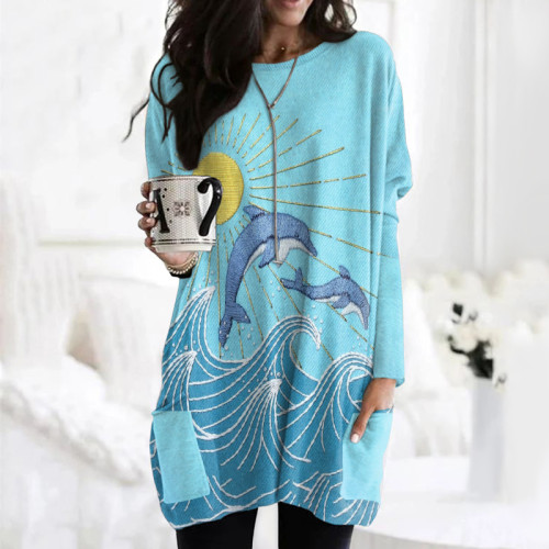 Sunshine Ocean Whale Embroidery  Pattern Felt Art Cozy Tunic