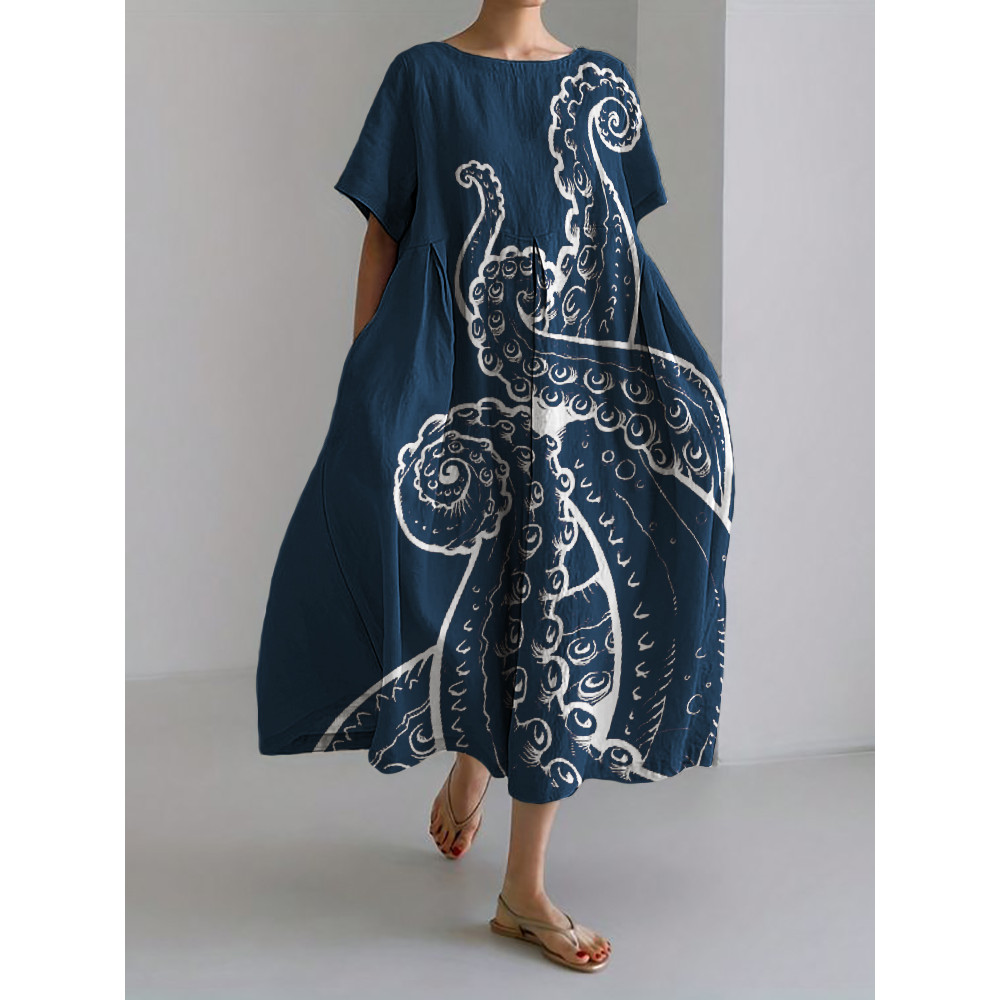 Tentacles Cthulhu Inspired Linen Blend Maxi Dress