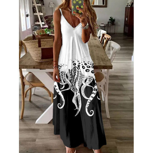Tentacles Lover Essential Contrast Cami Maxi Dress