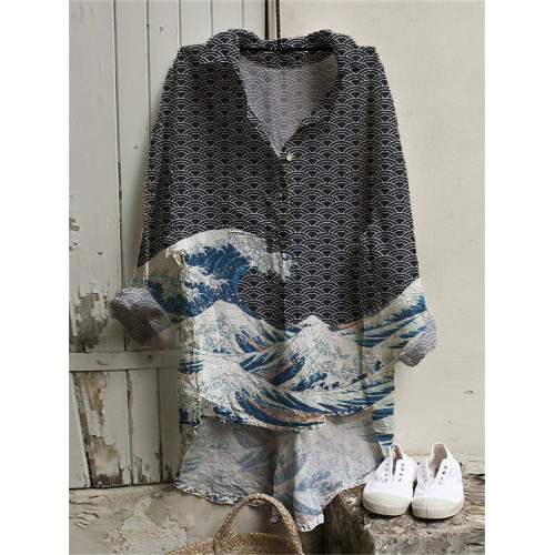 The Great Wave off Kanagawa High Low Tunic
