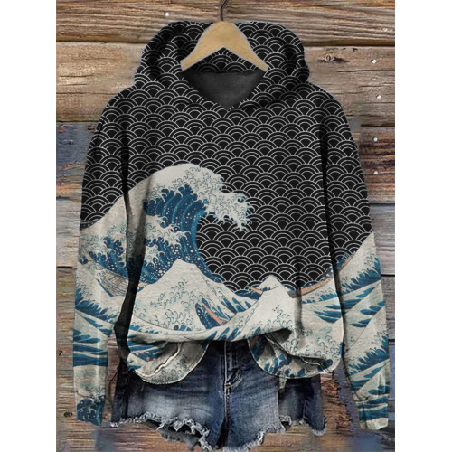 The Great Wave off Kanagawa Inspired Japanese Art Hoodie