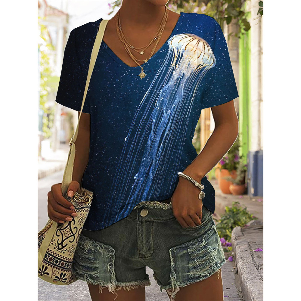 The Jellyfish Art Print V Neck T Shirt