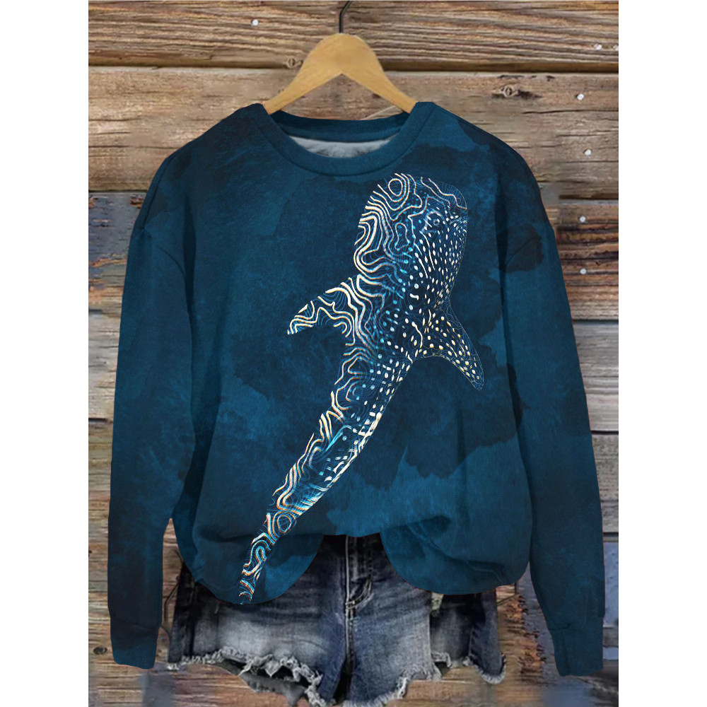 The Whale Art Painting Print Vintage Comfy Sweatshirt