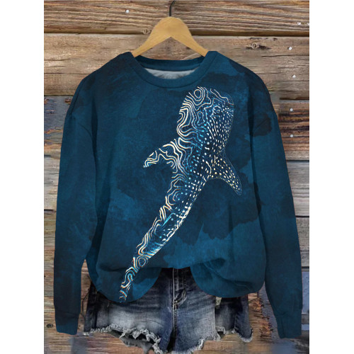 The Whale Art Painting Print Vintage Comfy Sweatshirt