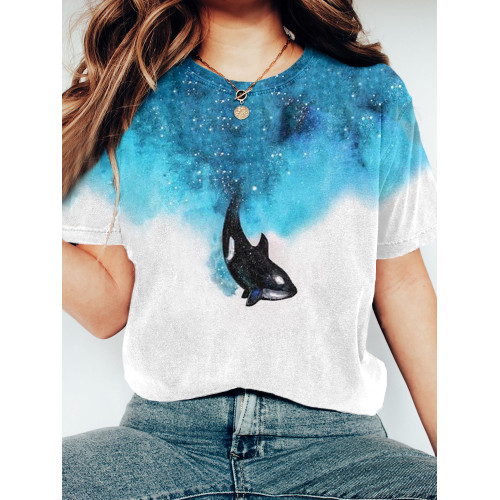 The Whale Art Painting Print Vintage Comfy T Shirt