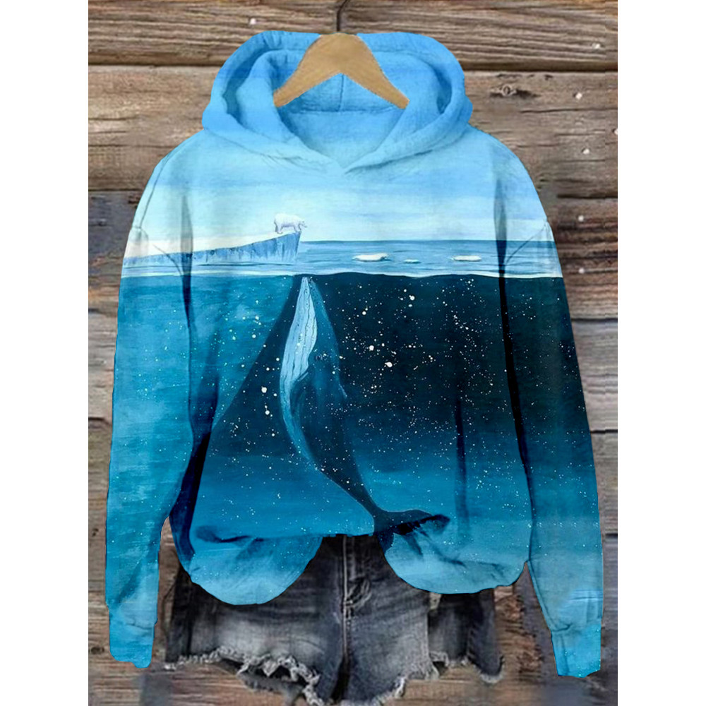 The Whale & Polar Bear Art Vintage Hoodie