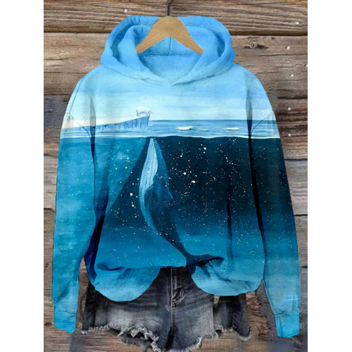 The Whale & Polar Bear Art Vintage Hoodie