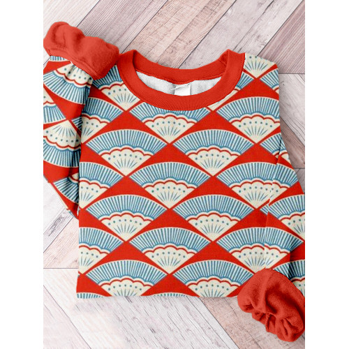 Traditional Japanese Art Pattern Comfy Sweatshirt