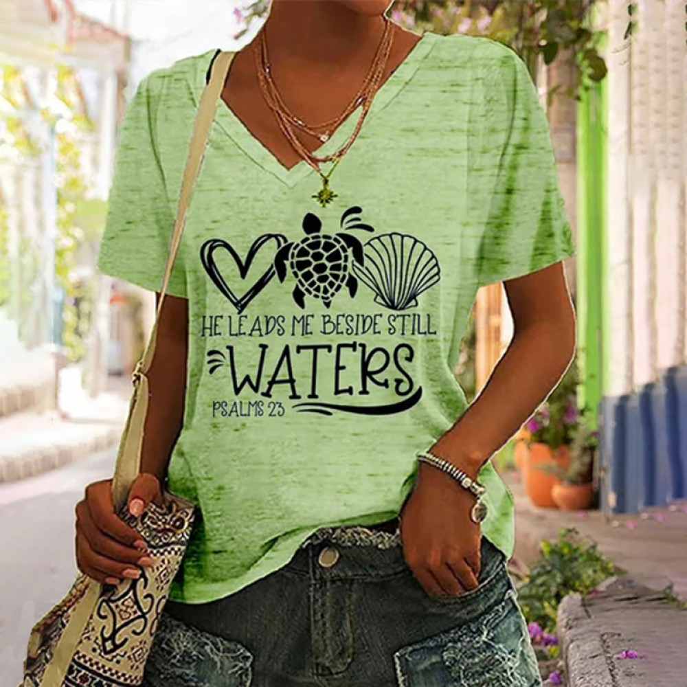 Turtle Vacation Ladies Print Casual T-Shirt