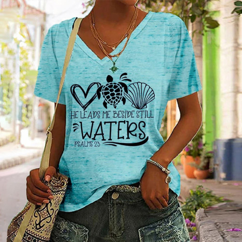 Turtle Vacation Ladies Print Casual T-Shirt