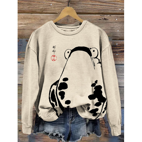 Unimpressed Frog Japanese Art Vintage Sweatshirt