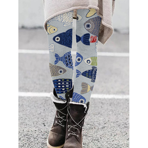 Vintage Fish Japanese Art Comfy Leggings