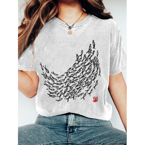 Vintage Fish Japanese Art Washed Cozy T Shirt
