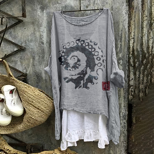 Vintage Japanese Art Octopus Cozy Linen Blend Shirt