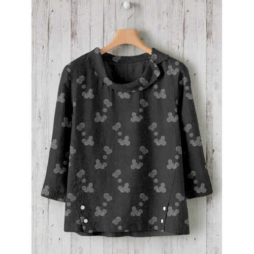 Vintage Japanese Pattern Linen Blend Shirt