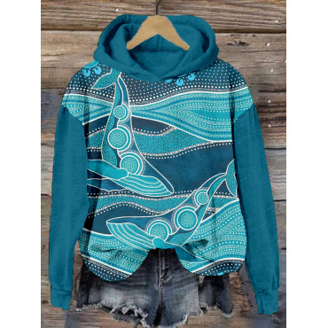 Whale Aboriginal Dot Art Graphic Comfy Hoodie