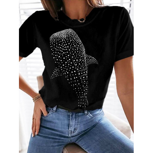 Whale Full of Stars Graphic Short Sleeve T Shirt