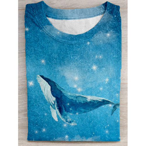 Whale In The Night Sky Art Print Comfy T Shirt