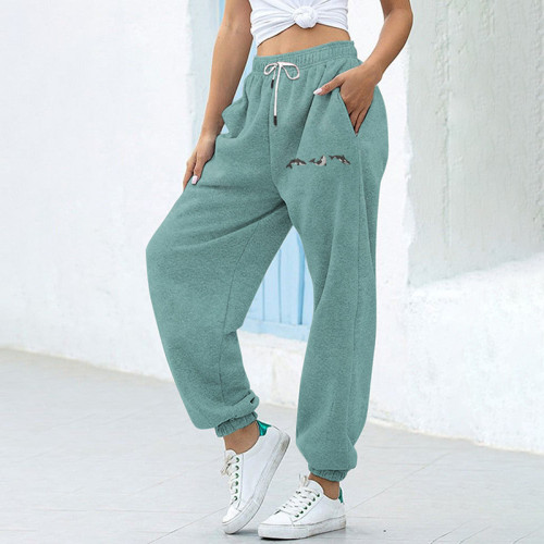 Whale Print Casual Track Pants