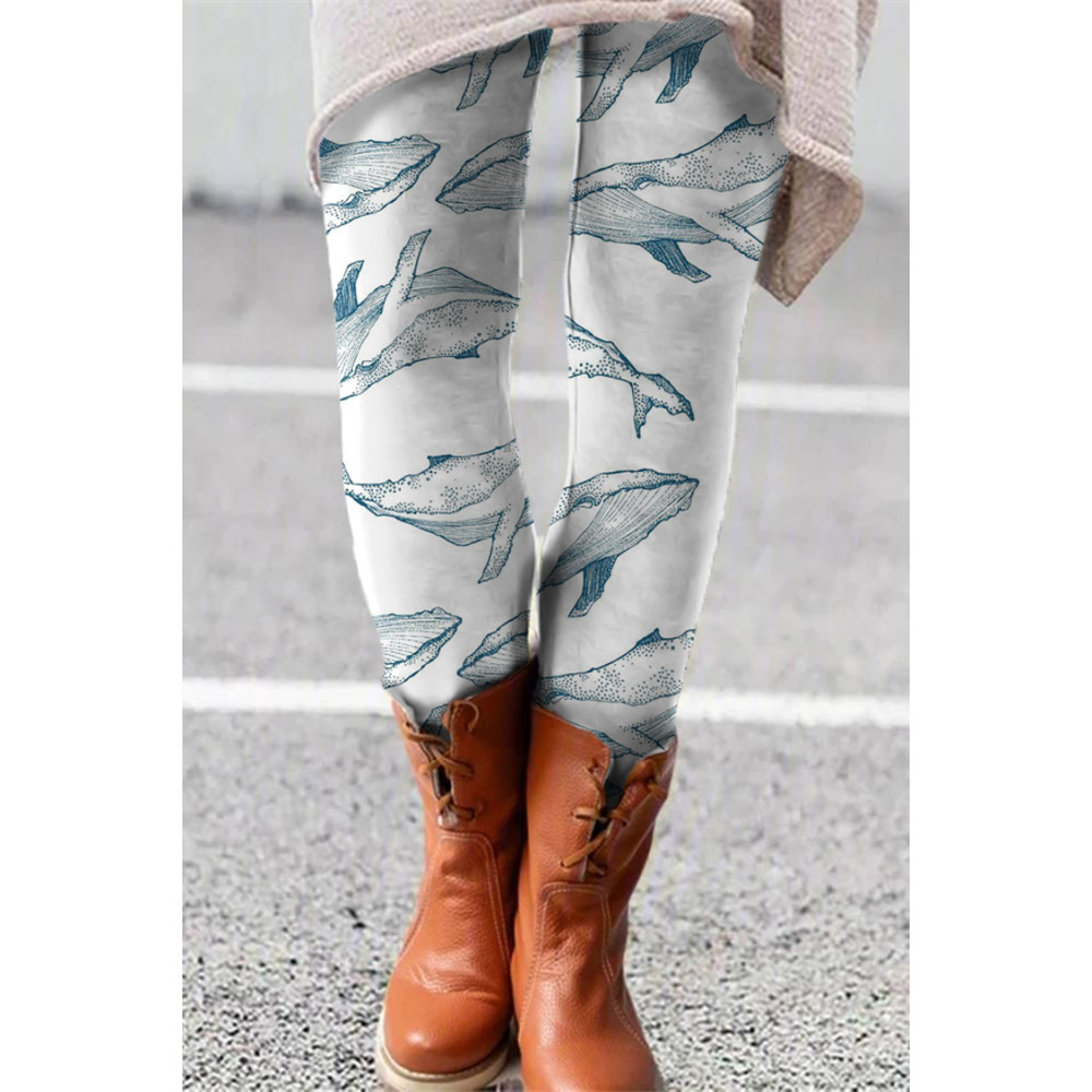 Whale Print Skinny Casual Leggings