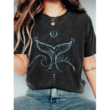 Whale Tail Mystical Art Vintage Washed T Shirt