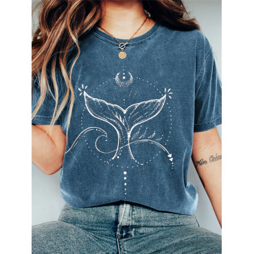 Whale Tail Mystical Art Vintage Washed T Shirt