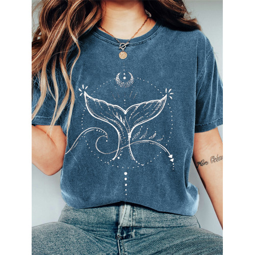 Whale Tail Mystical Art Vintage Washed T Shirt